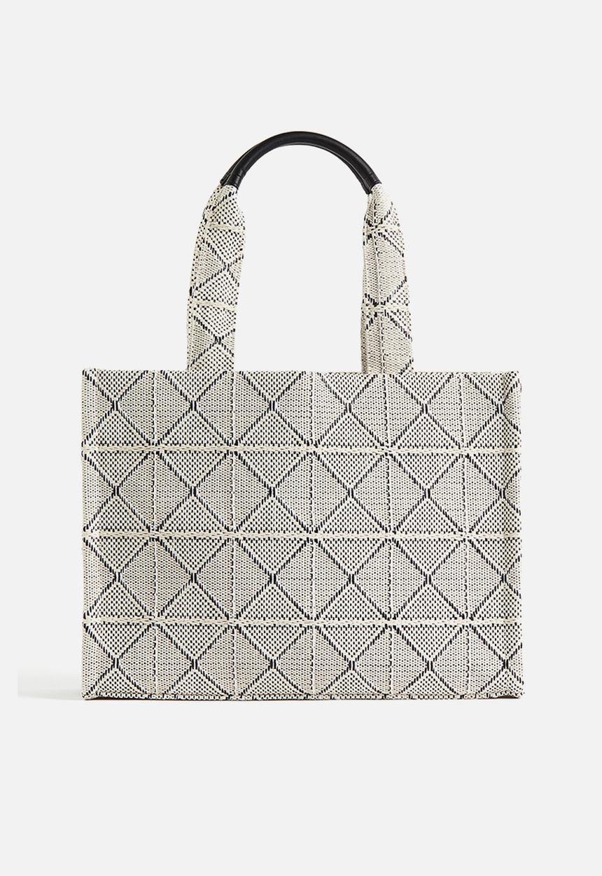 H&M - Cotton-blend shopper - white & black 