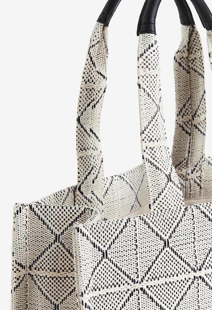 H&M - Cotton-blend shopper - white & black 