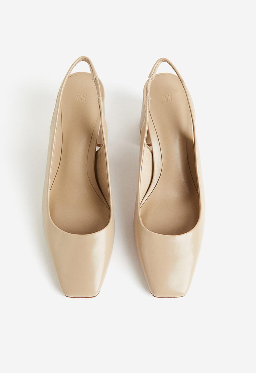 H&M - Block-heeled slingbacks - beige