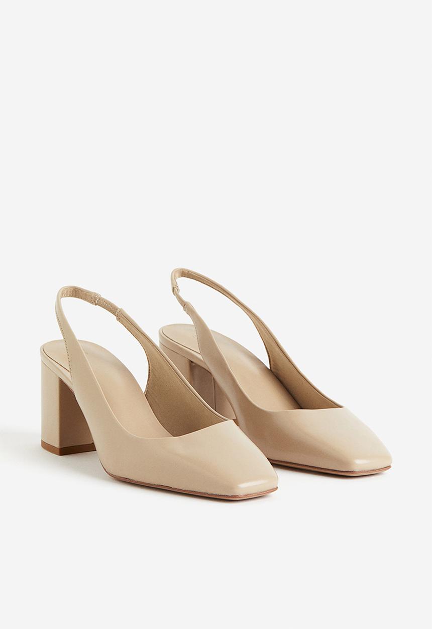 H&M - Block-heeled slingbacks - beige