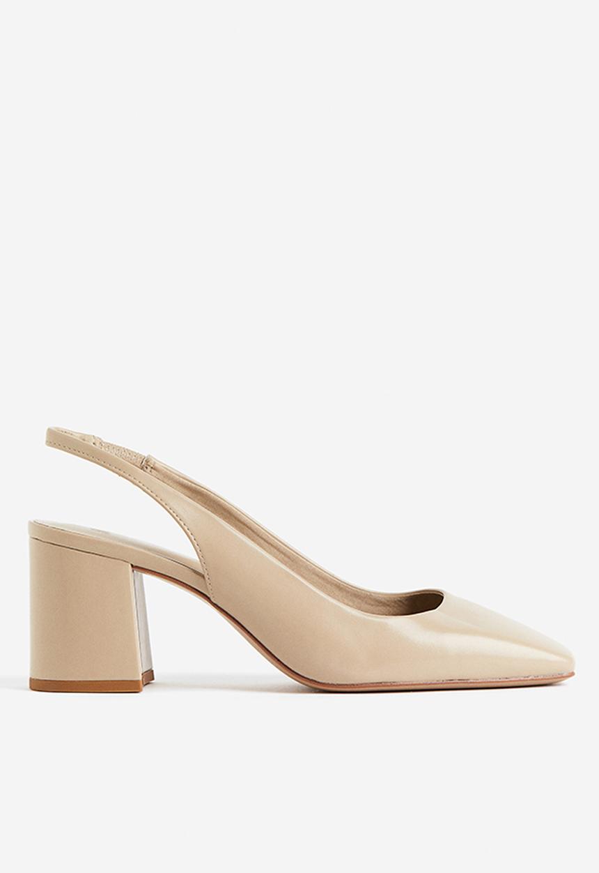 H&M - Block-heeled slingbacks - beige