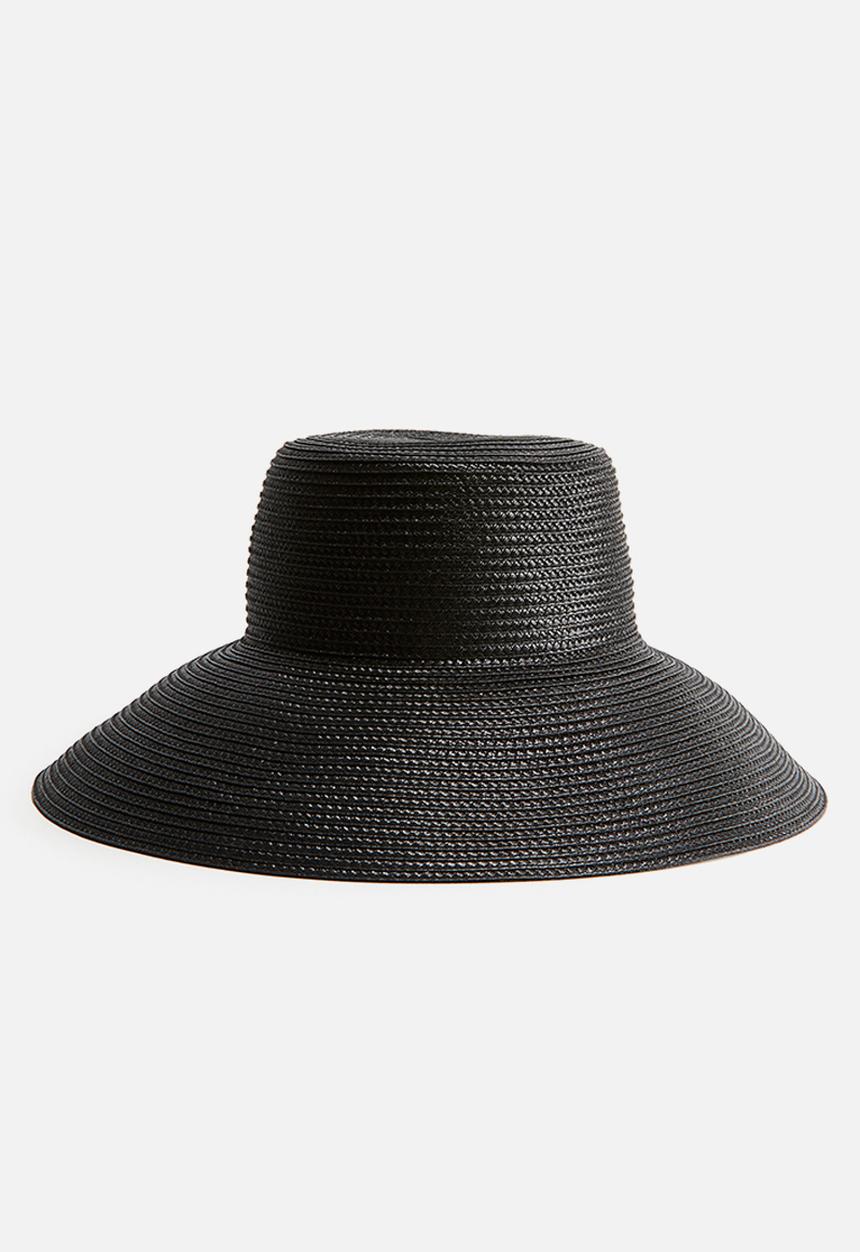 H&M - Sloping-brim straw hat - black