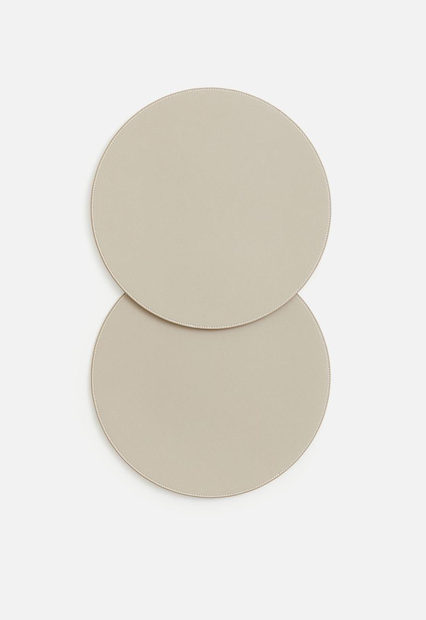 H&M - 2-pack round place mats - beige