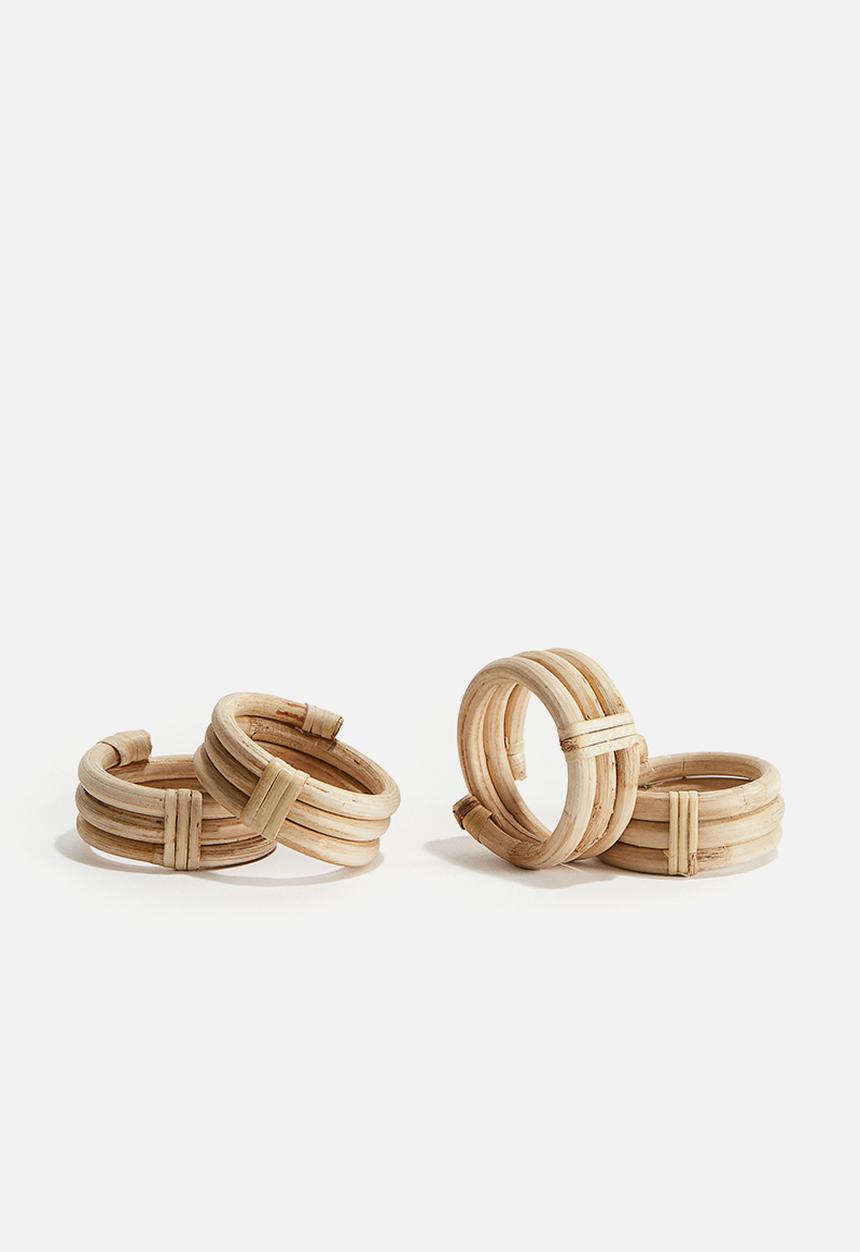 H&M - 4-pack rattan napkin rings - beige