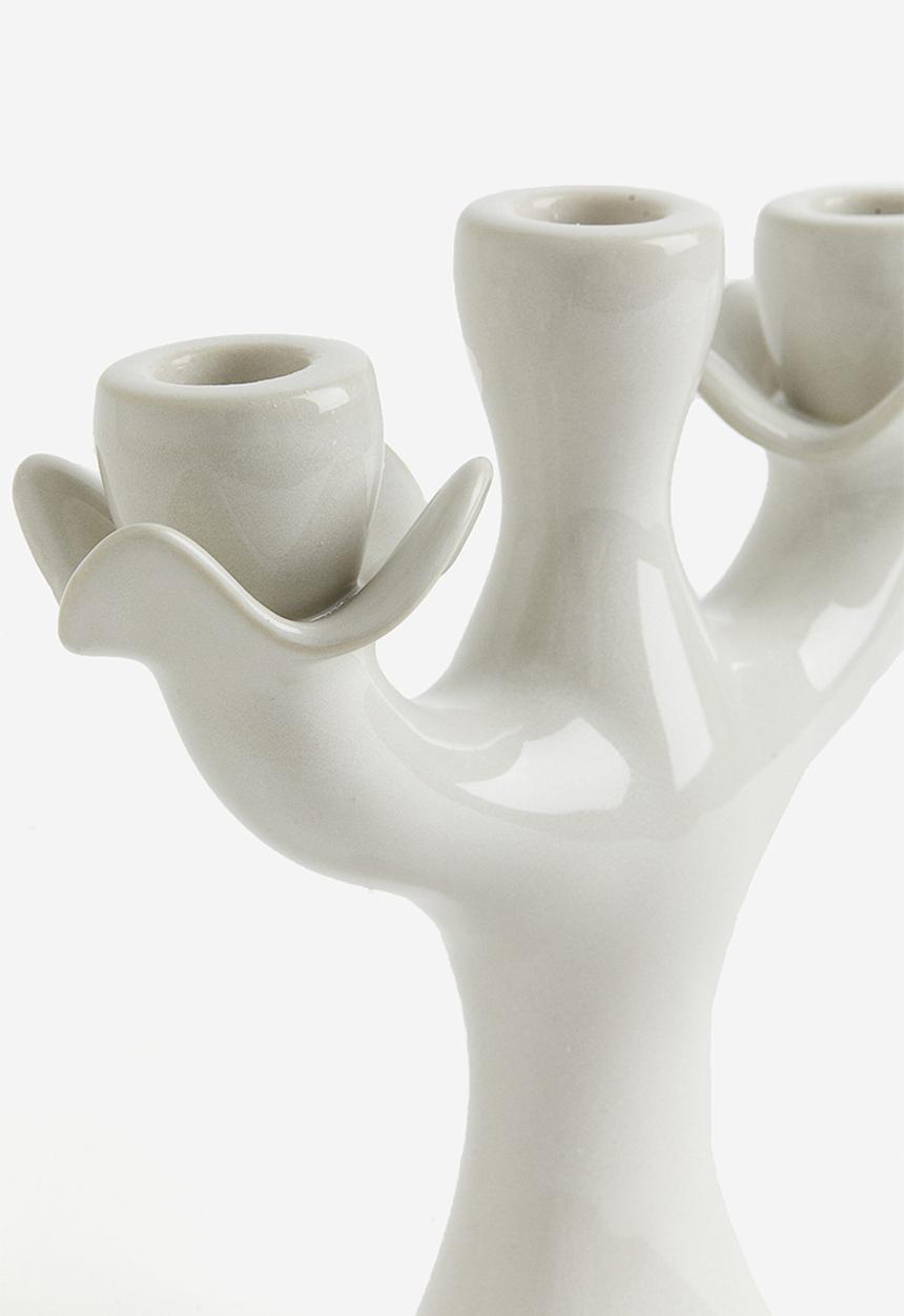 H&M - Large stoneware candelabra - white