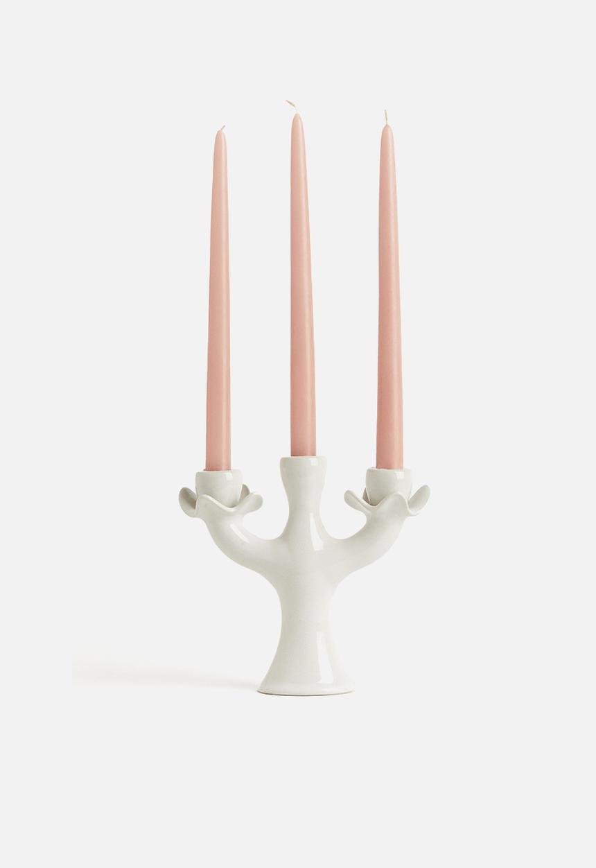 H&M - Large stoneware candelabra - white