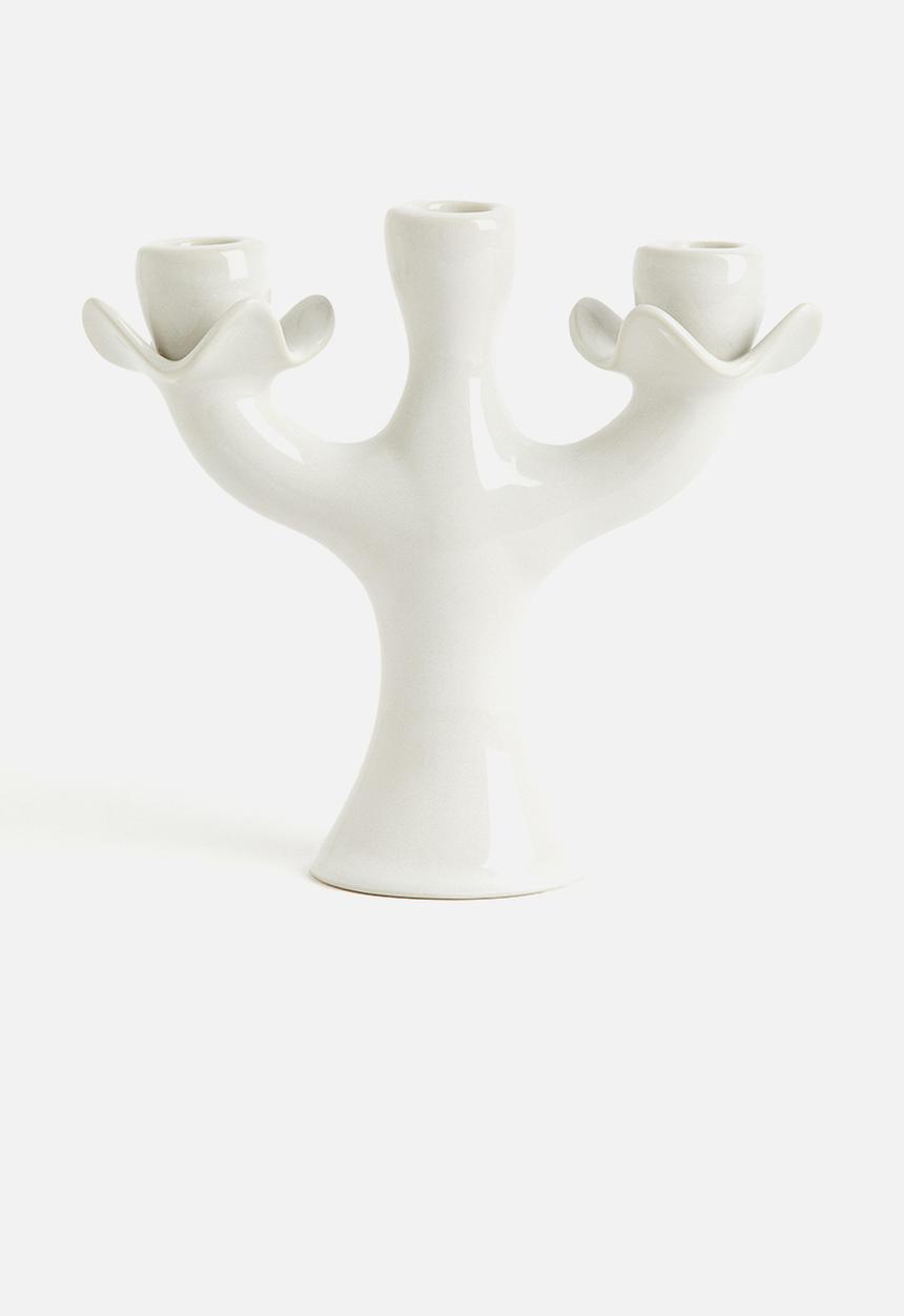 H&M - Large stoneware candelabra - white