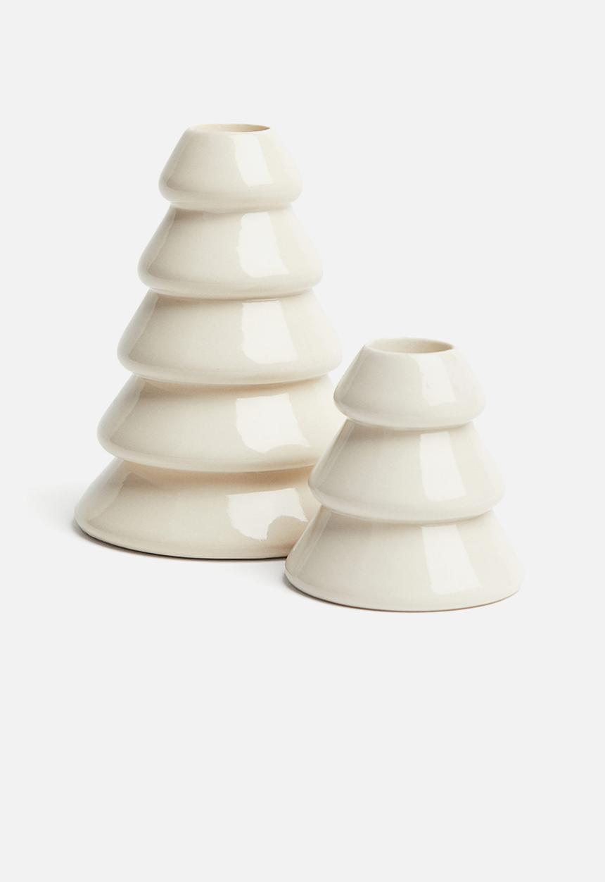 H&M - Stoneware candlestick - white