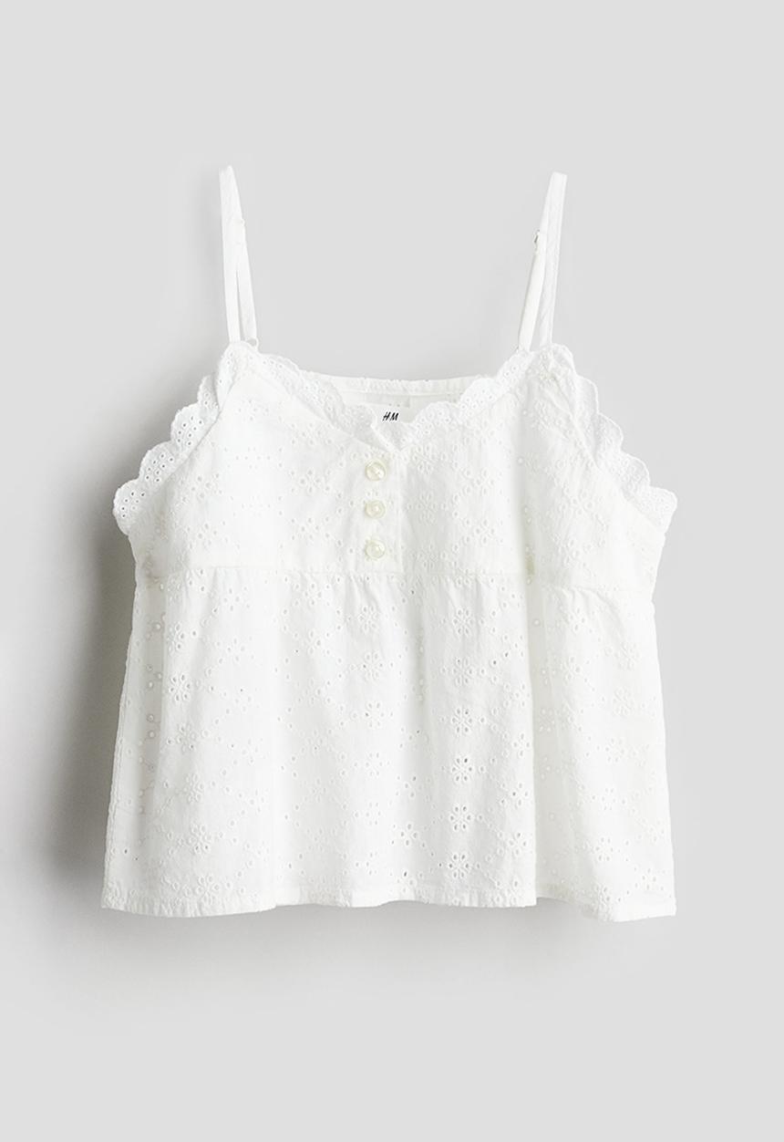 H&M - Frill-trimmed strappy top - white