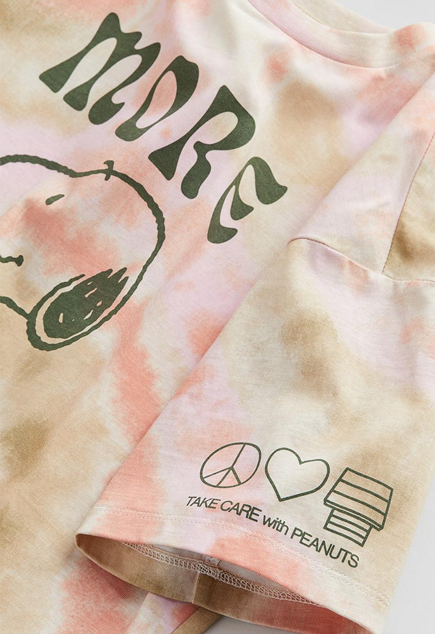 H&M - Oversized printed t-shirt - beige snoopy