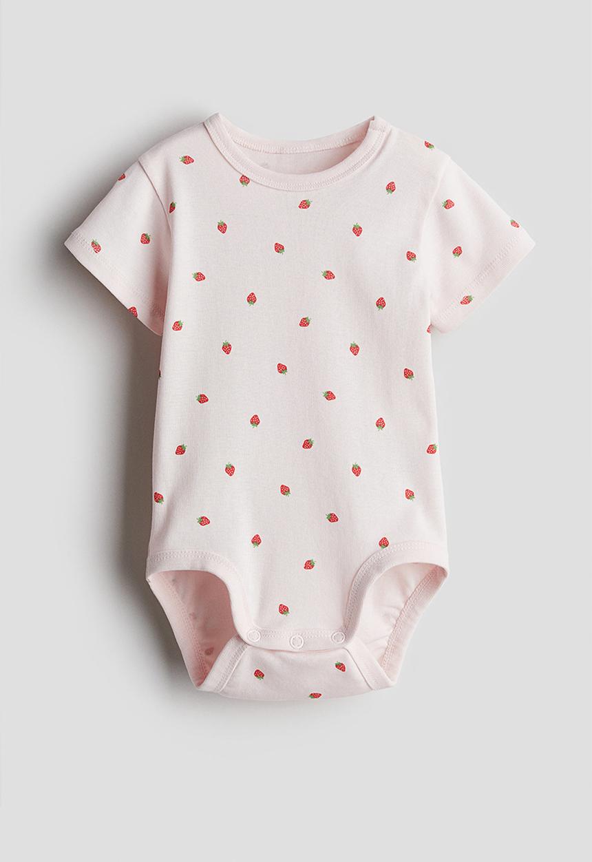 H&M - Patterned bodysuit - light pink strawberries