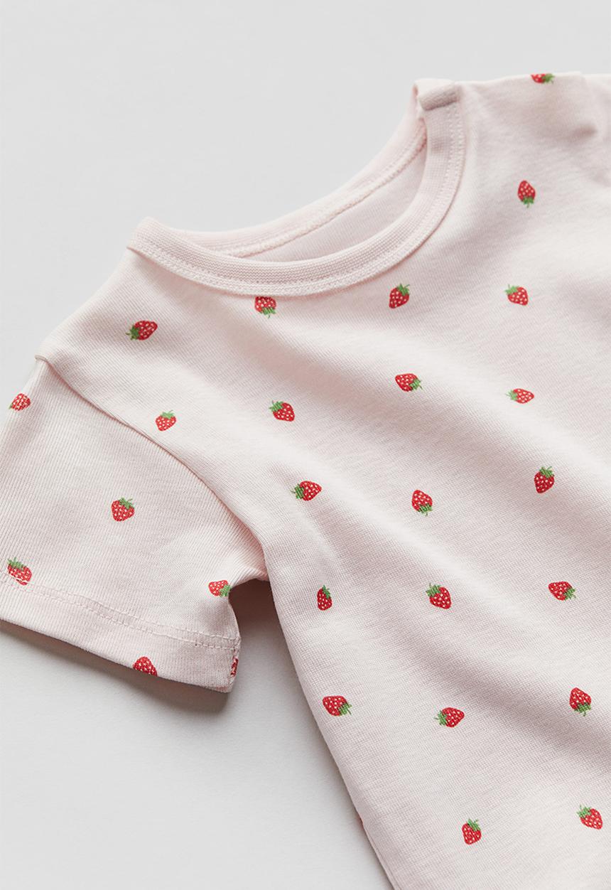 H&M - Patterned bodysuit - light pink strawberries