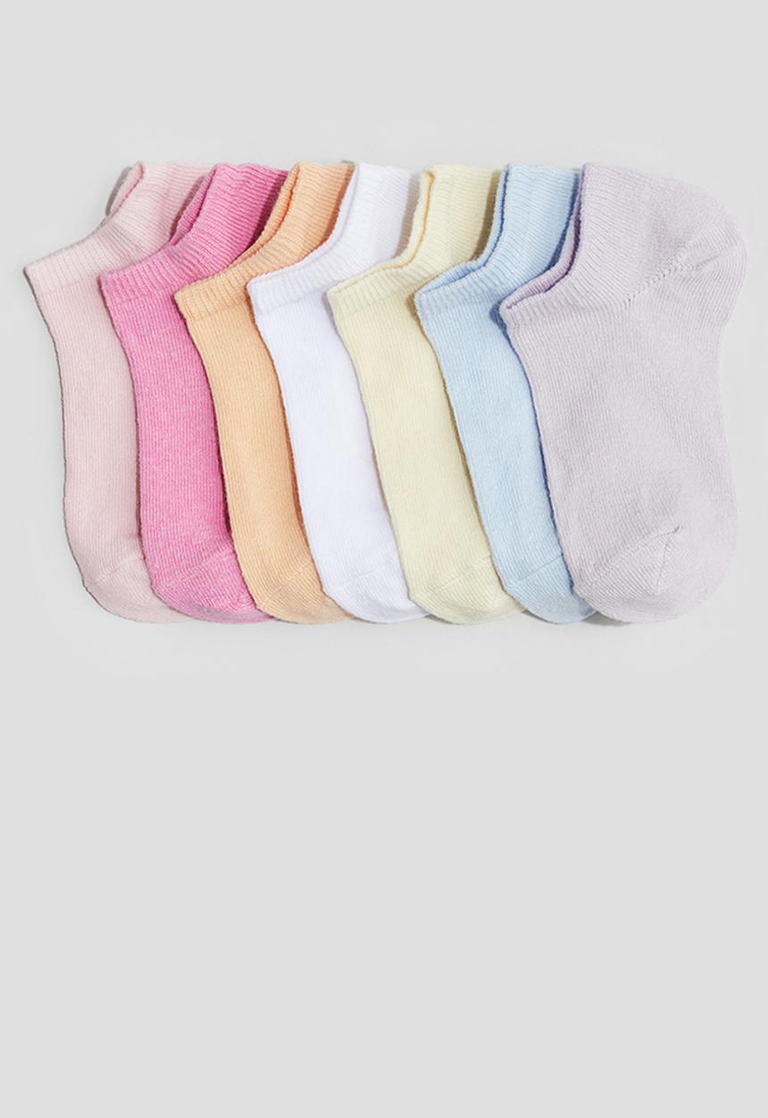 H&M - 7-Pack trainer socks - pink,purple,blue,yellow,white,orange