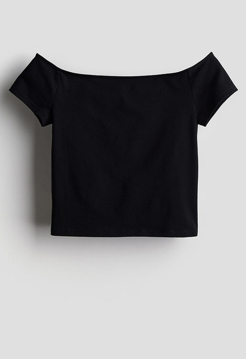 H&M - Off-the-shoulder jersey top - black