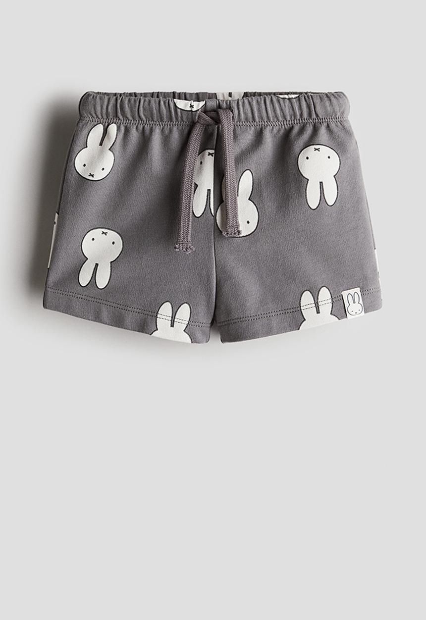 H&M - Patterned sweatshirt shorts - dark grey miffy 