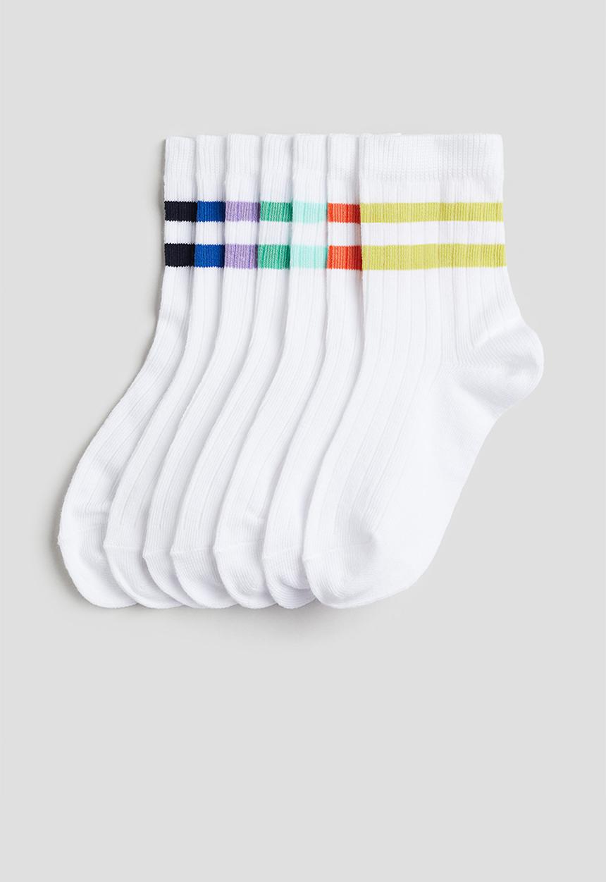 H&M - 7-Pack rib-knit socks - white striped 