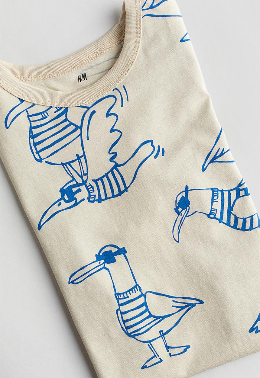 H&M - Printed cotton t-shirt - beige multi
