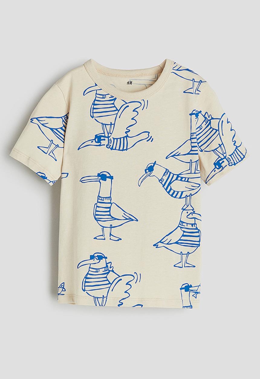 H&M - Printed cotton t-shirt - beige multi