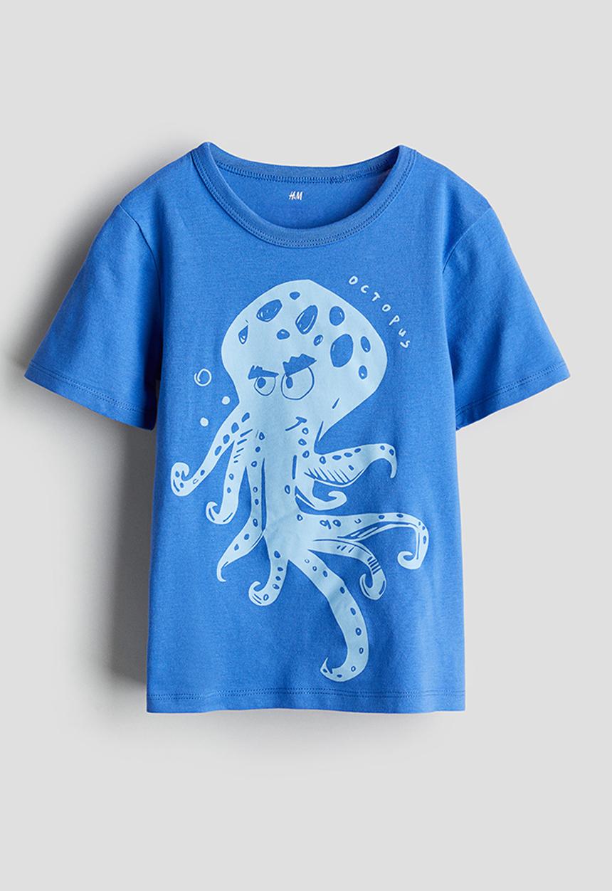 H&M - Printed cotton t-shirt - blue