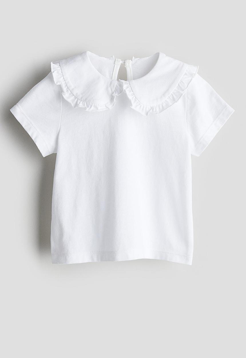 H&M - Collared jersey top - white