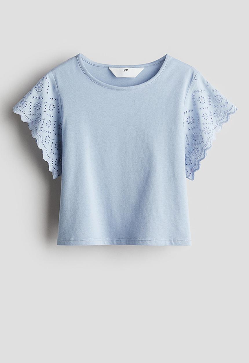 H&M - Flutter-sleeved top - light blue