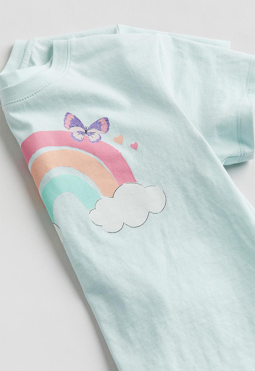 H&M - Printed T-shirt - light turquoise rainbow