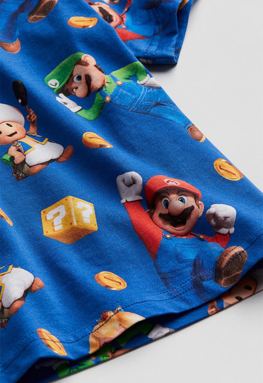 H&M - Printed T-shirt - bright blue super mario