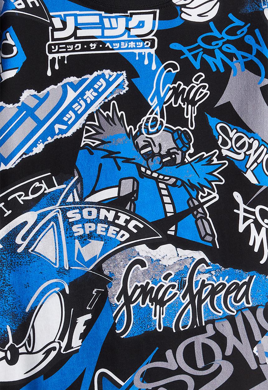 H&M - Printed T-shirt - black sonic the hedgehog