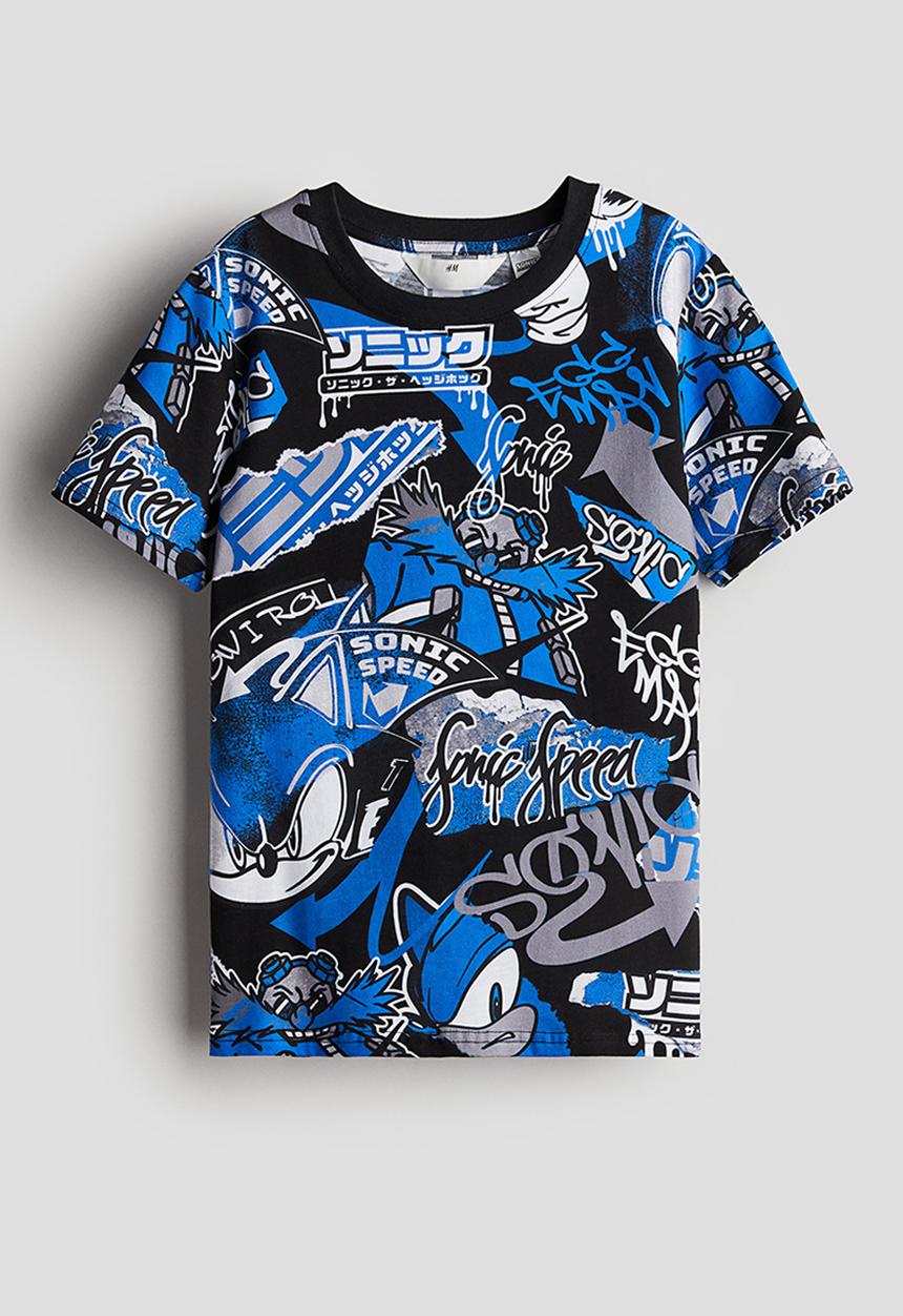 H&M - Printed T-shirt - black sonic the hedgehog