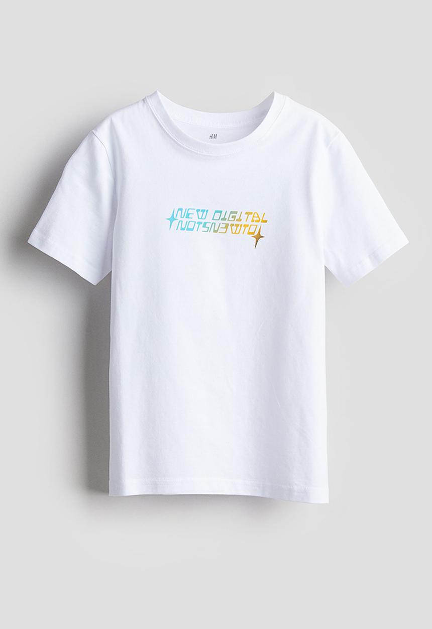 H&M - Printed T-shirt - white new digital