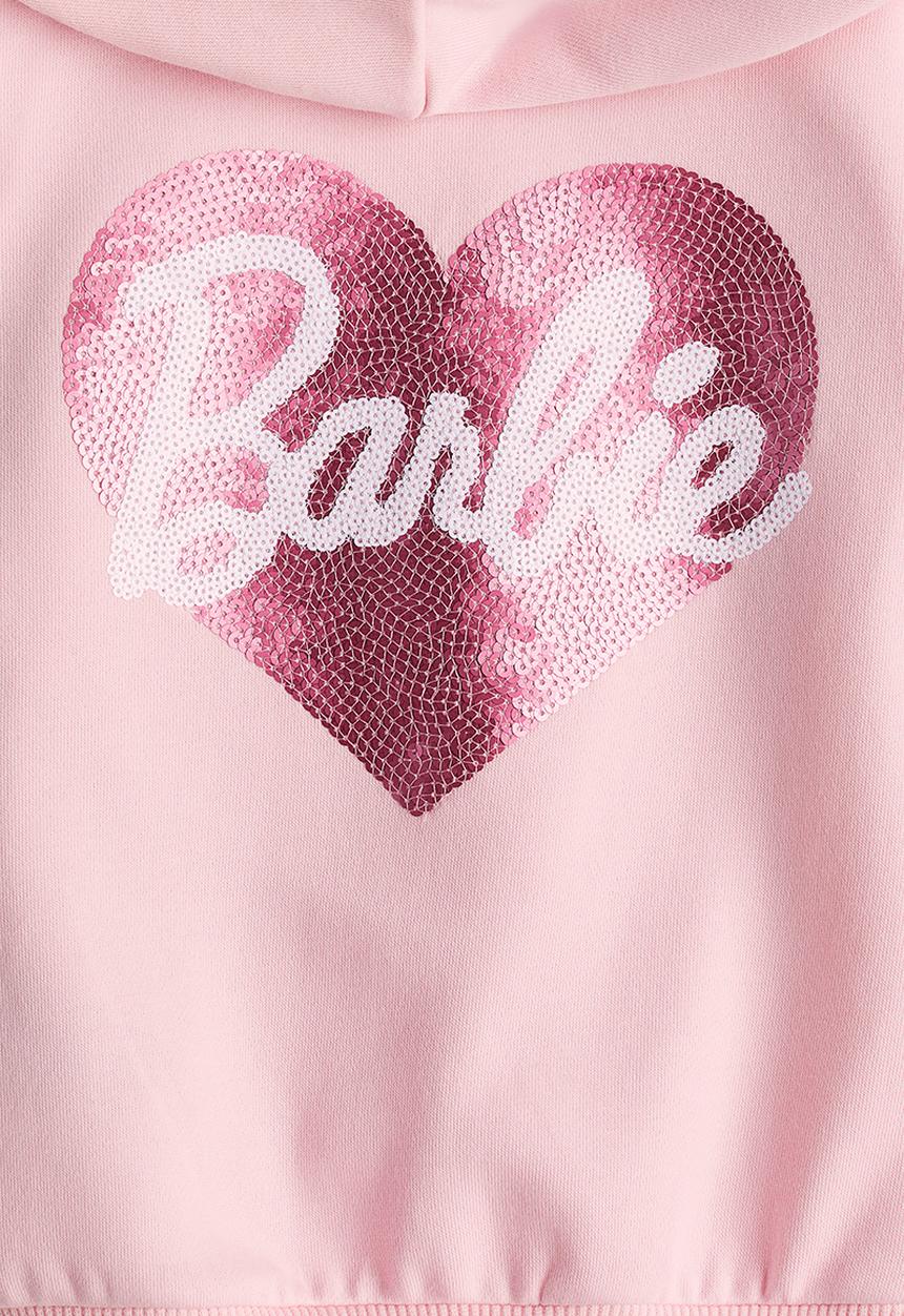 H&M - Printed zip-through hoodie - light pink barbie