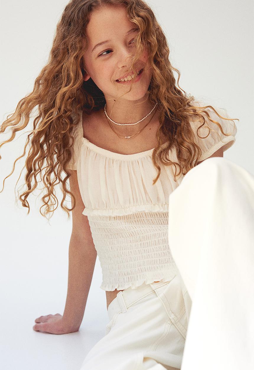 H&M - Smocked top - white