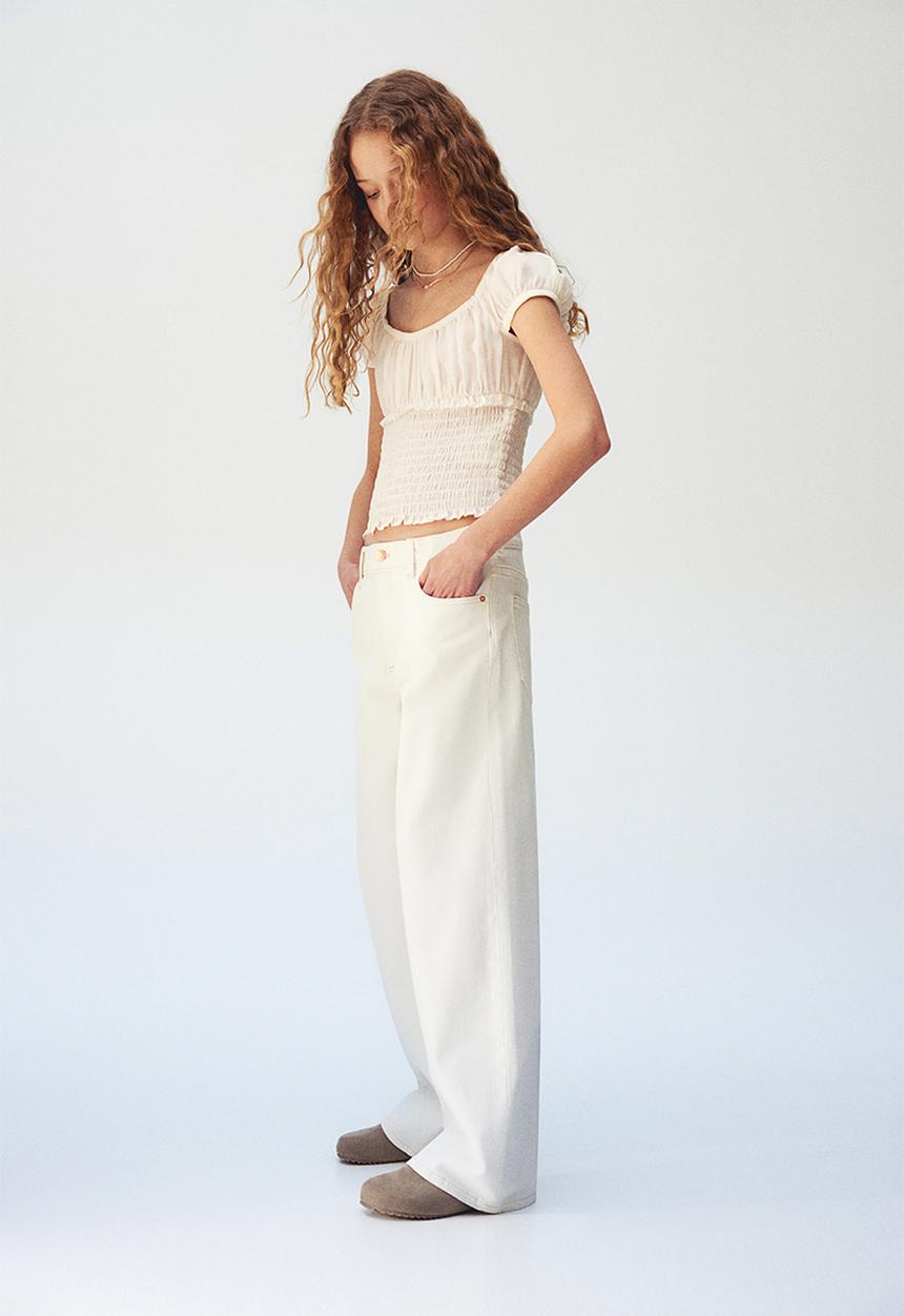 H&M - Smocked top - white