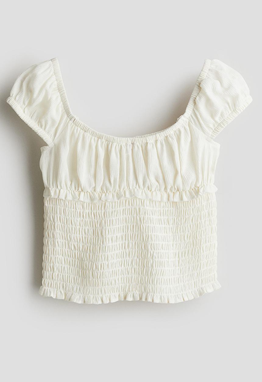 H&M - Smocked top - white