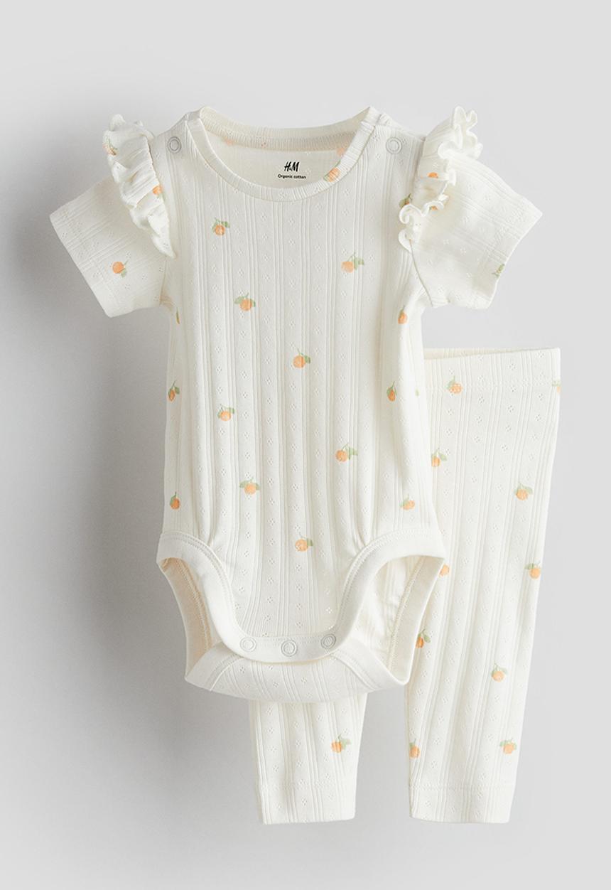 H&M - 2-piece cotton jersey set - white,multi