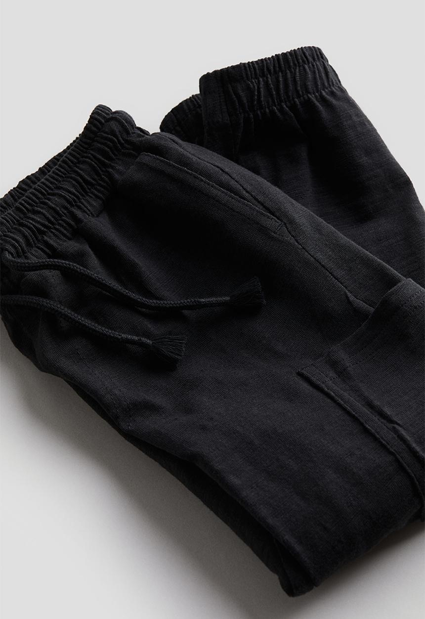 H&M - Slub jersey cargo joggers - black