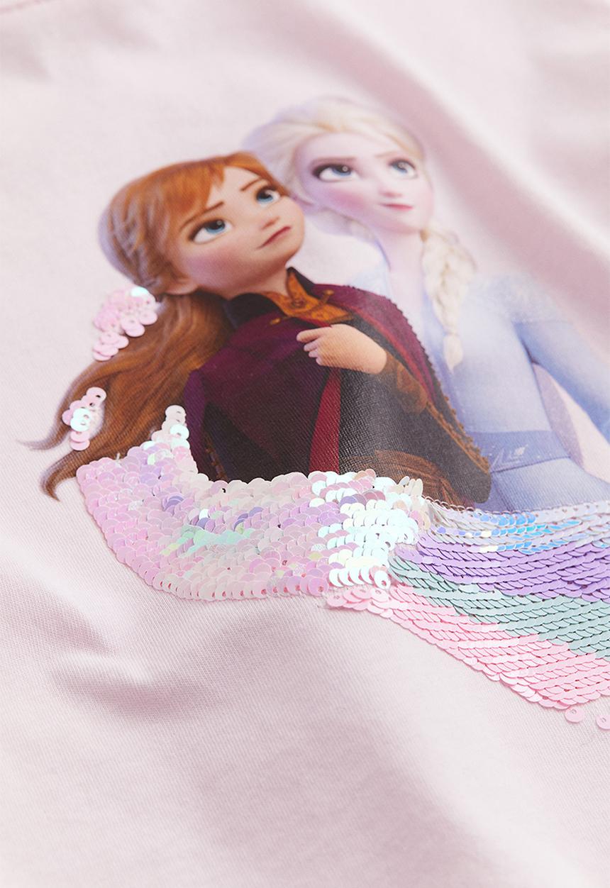 H&M - Reversible sequin T-shirt - light pink frozen
