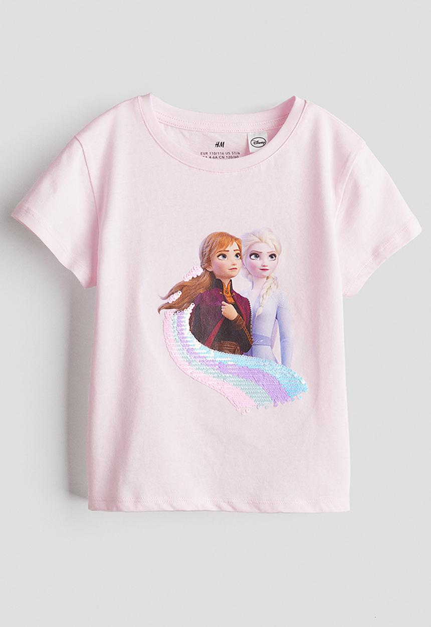 H&M - Reversible sequin T-shirt - light pink frozen