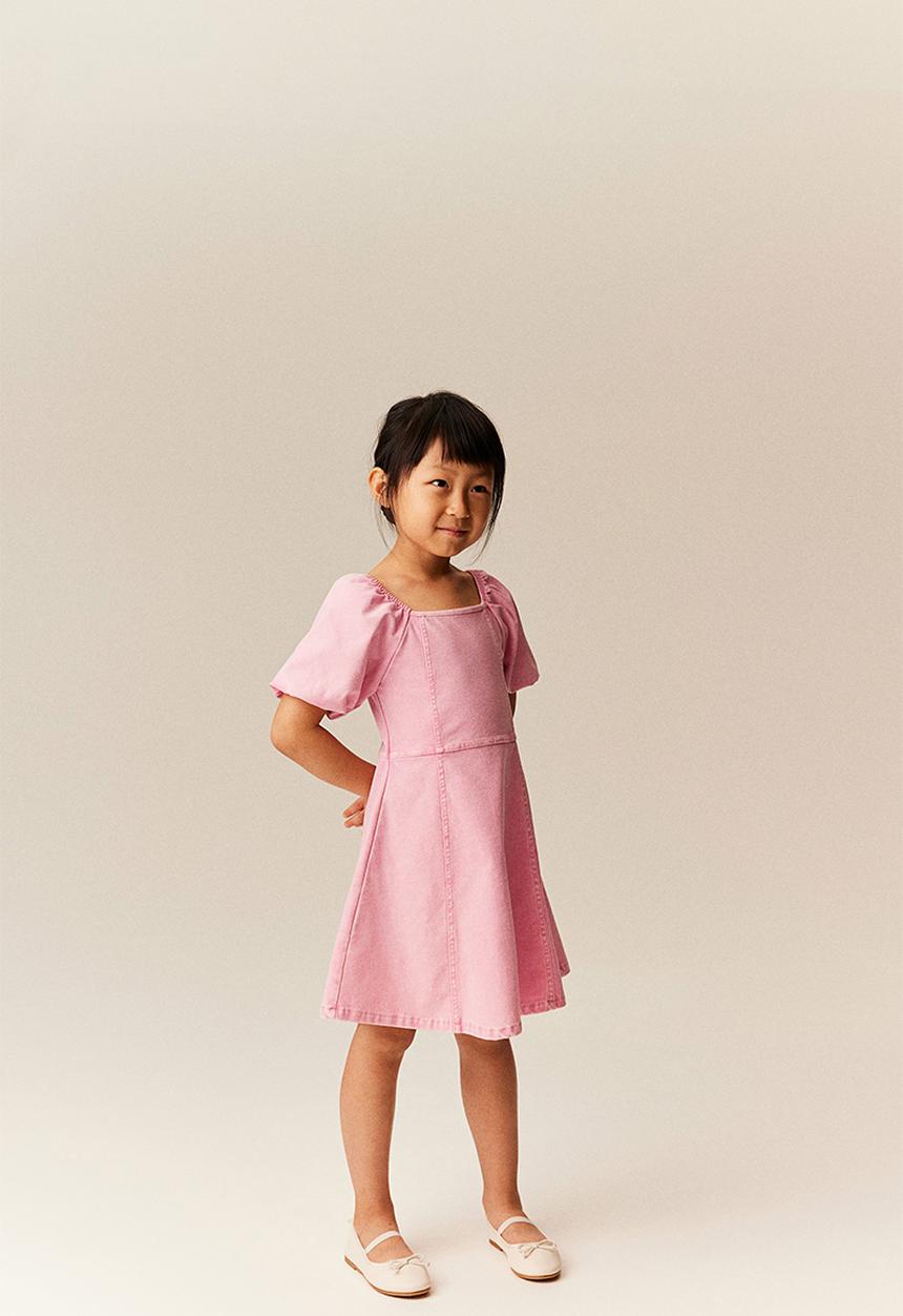 H&M - Puff-sleeved dress - pink