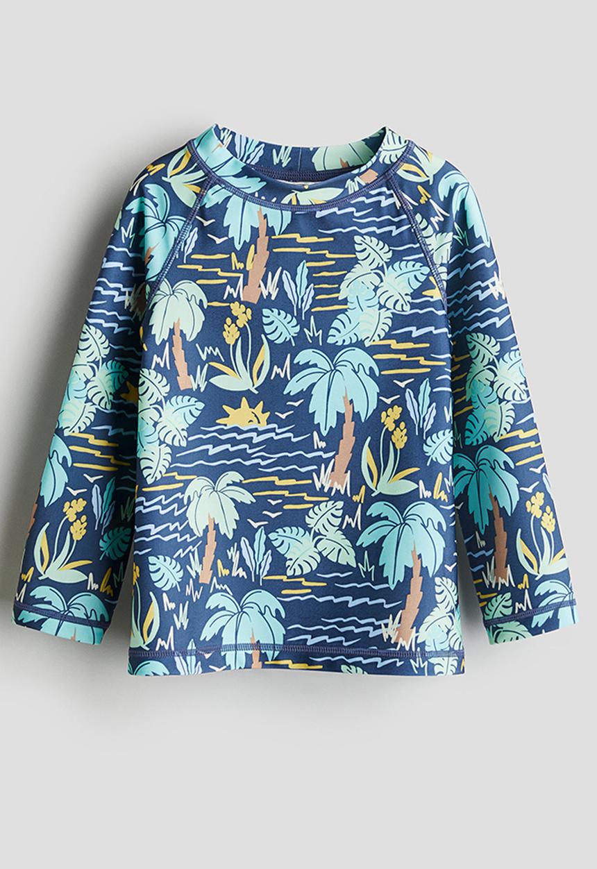 H&M - Upf 50 swim top - dark blue patterned 