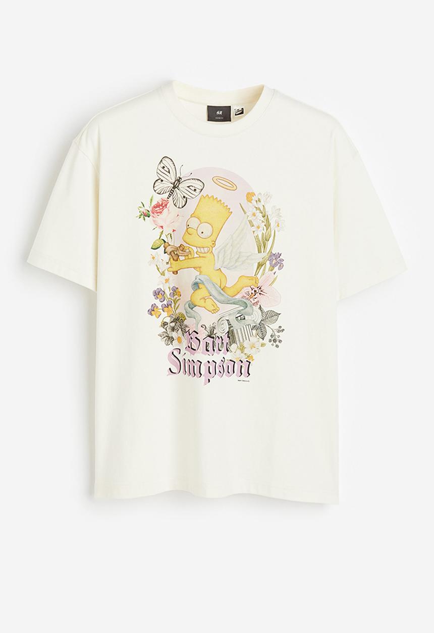 H&M - Loose fit T-shirt - white the simpsons