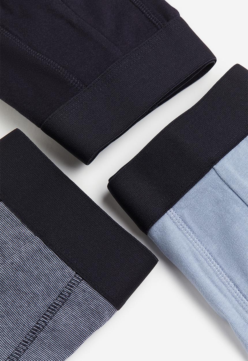 H&M - 3 Pack basic mid trunks - light blue & dark blue