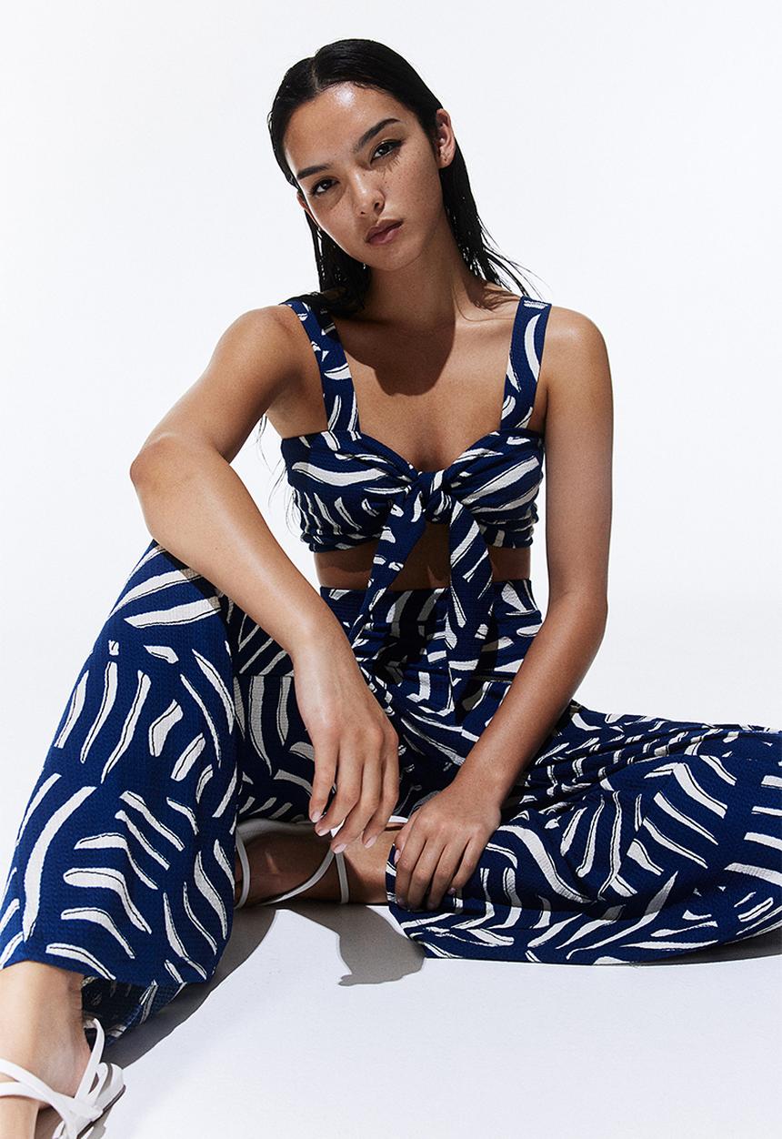 H&M - Knot-detail cropped top - blue
