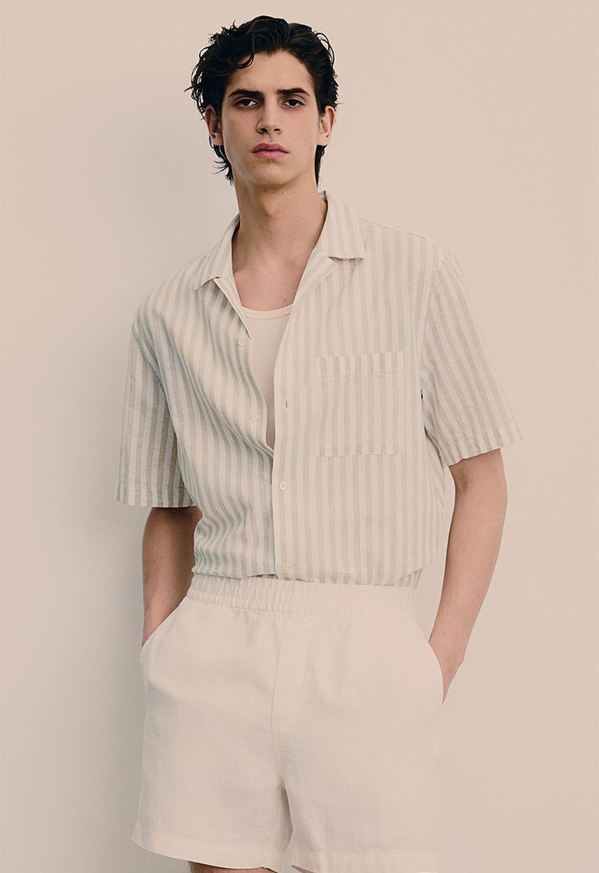 H&M - Regular fit linen-blend shirt - beige