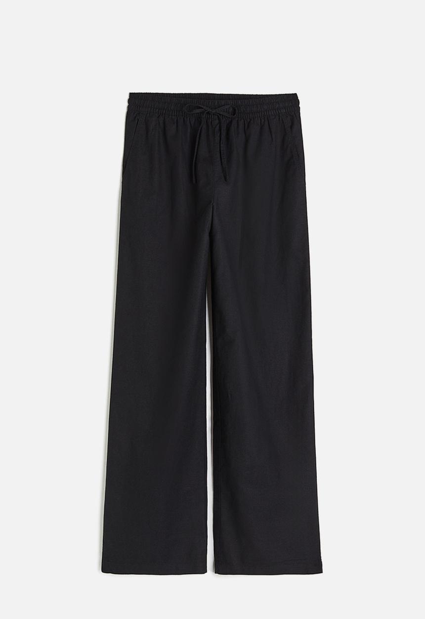 H&M - Linen-blend trousers - black
