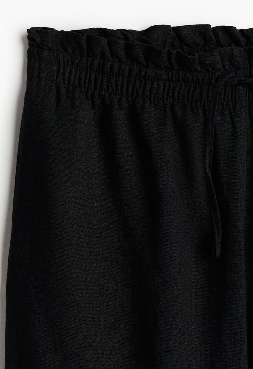 H&M - Linen-blend pull-on trousers - black