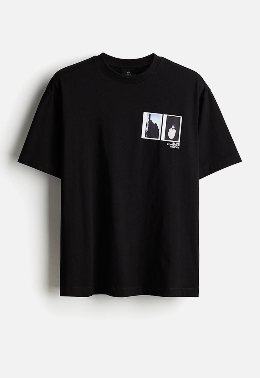 H&M - Loose fit printed T-shirt - black speedchaser