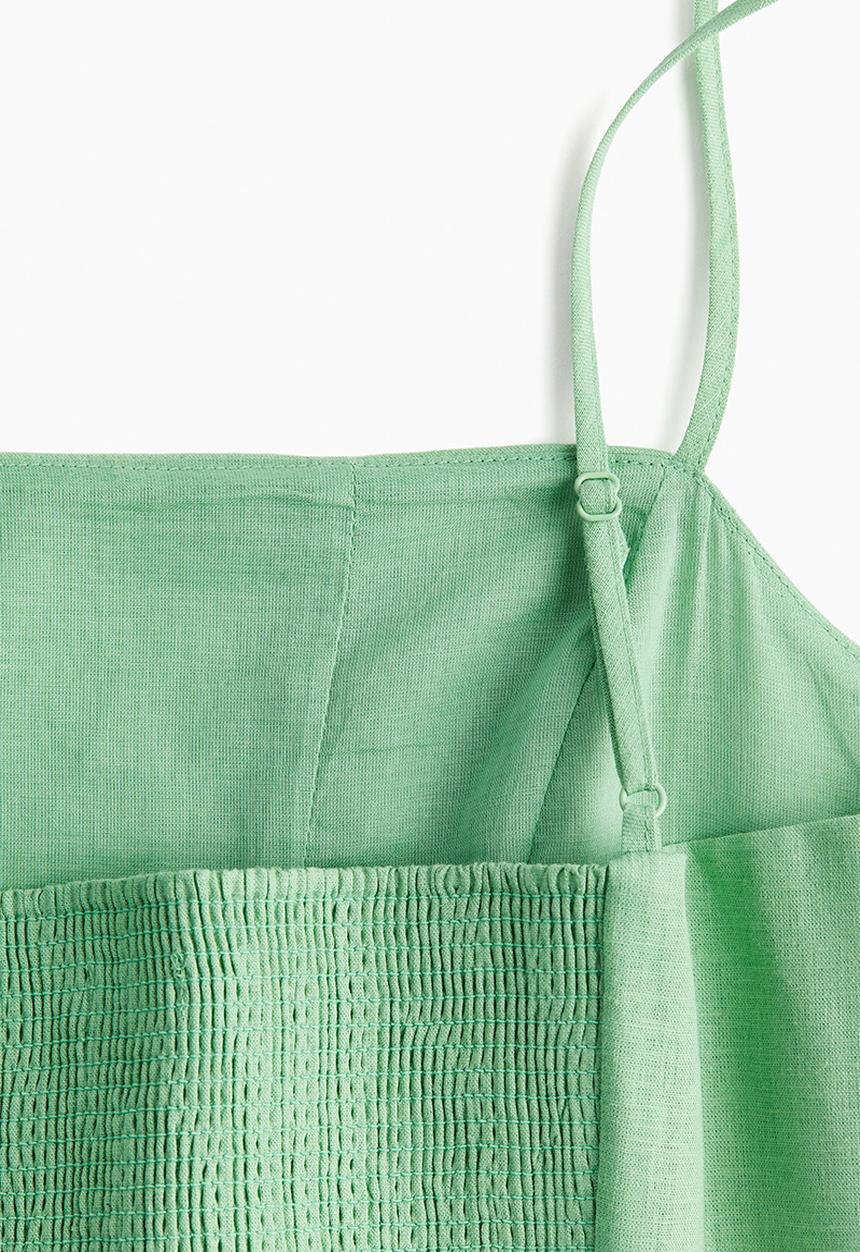 H&M - Linen-blend midi dress - light green