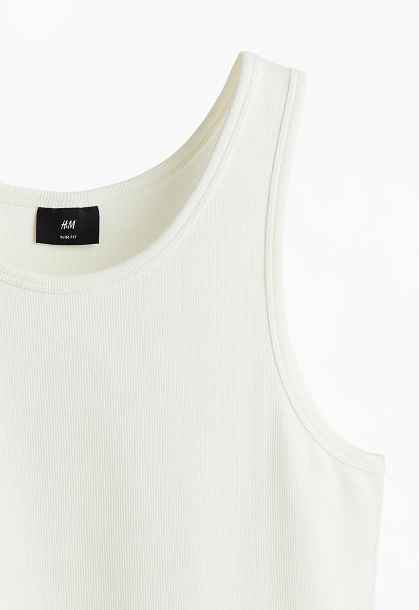 H&M - Slim fit ribbed vest top - white