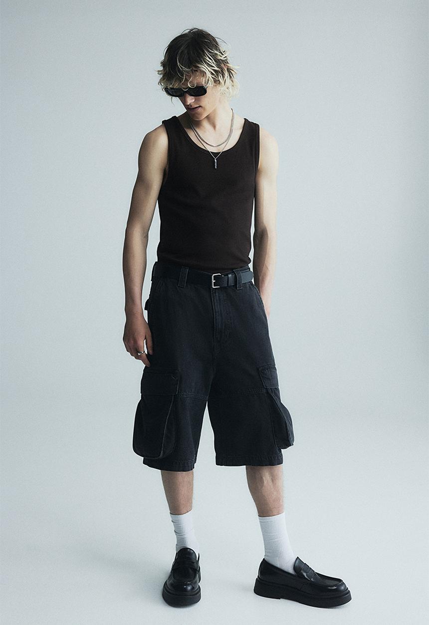 H&M - Slim fit ribbed vest top - black